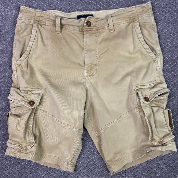 American Eagle Extreme Flex Classic Cargo Shorts Men's 36 Khaki Stretch Gorpcore - Picture 1 of 11